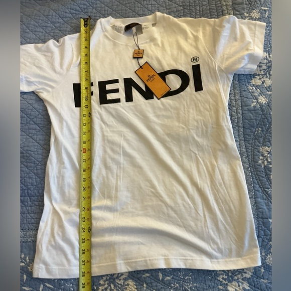 FENDI Vintage Big Logo Short Sleeve Tee Top New w Tags GB Size 12 Small (?) - Picture 13 of 16